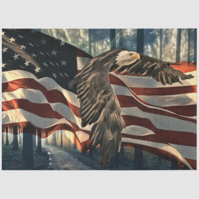 Bald Eagle American Flag Country Road Tissue Paper (Front)