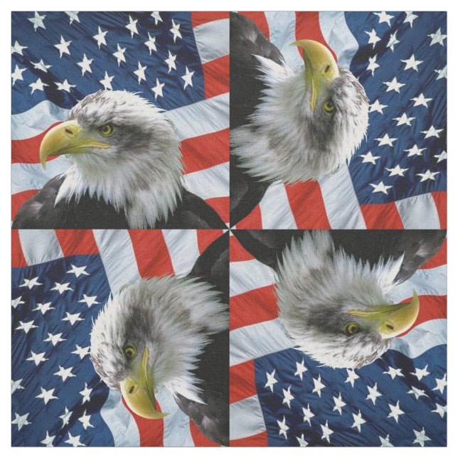 Bald Eagle American Flag Fabric (Swatch)