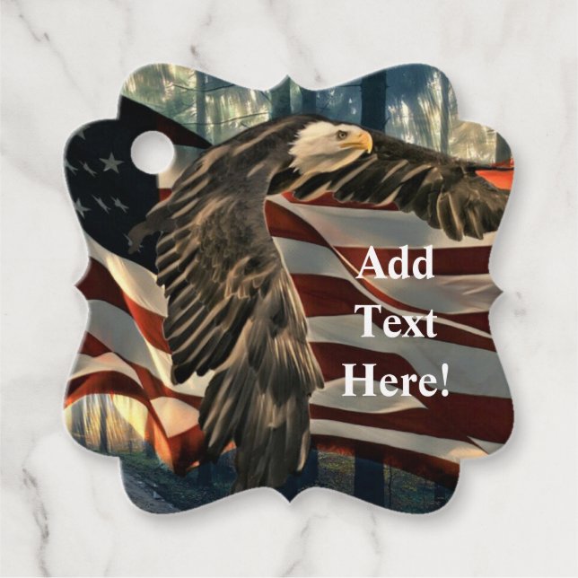 Bald Eagle American Flag Favour Tags (Front)