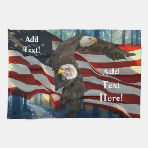 Bald Eagle American Flag Kitchen Towel