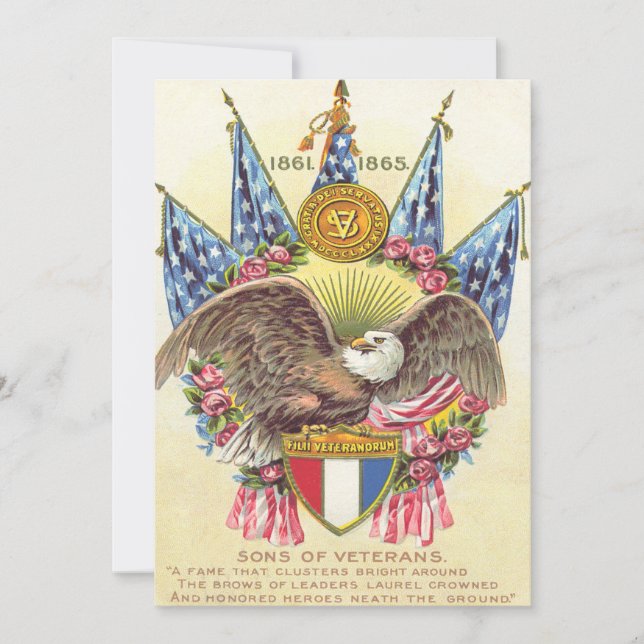 Bald Eagle American Flag Rose Invitation (Front)