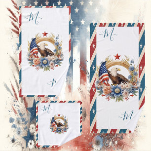 Bald Eagle American Flag Star et Stripes Monogramm
