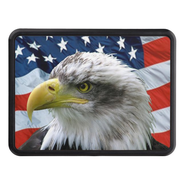 Bald Eagle American Flag Trailer Hitch Cover (Front)