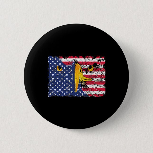 Bald Eagle American Flag USA 4th Of July  2 Inch Round Button (Front)