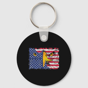 Bald Eagle American Flag USA 4th Of July Keychain