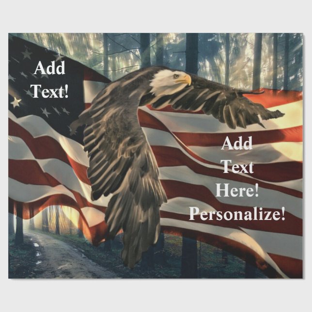 Bald Eagle American Flag Wrapping Paper (Flat)