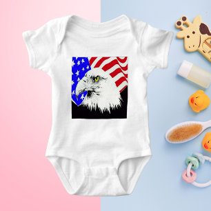 Bald Eagle and American Flag Baby Bodysuit
