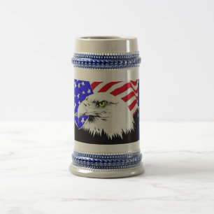 Bald Eagle and American Flag Beer Stein