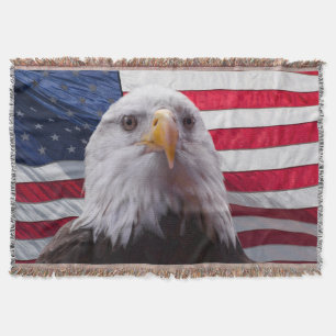 Bald eagle and American Flag Throw Blanket