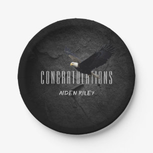 Bald Eagle and Congratulations on stone Paper Plate