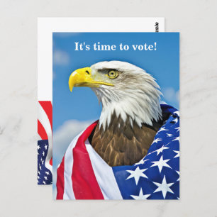 Bald Eagle And Flag For Voting  Postcard
