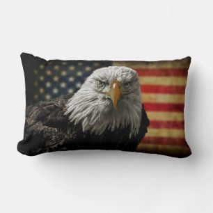 Bald Eagle and Flag Lumbar Pillow