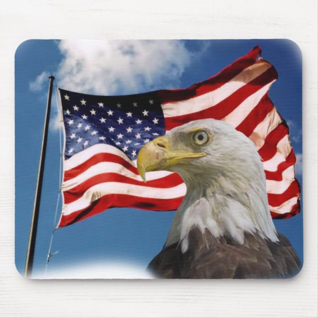 bald eagle and flag mouse pad (Front)