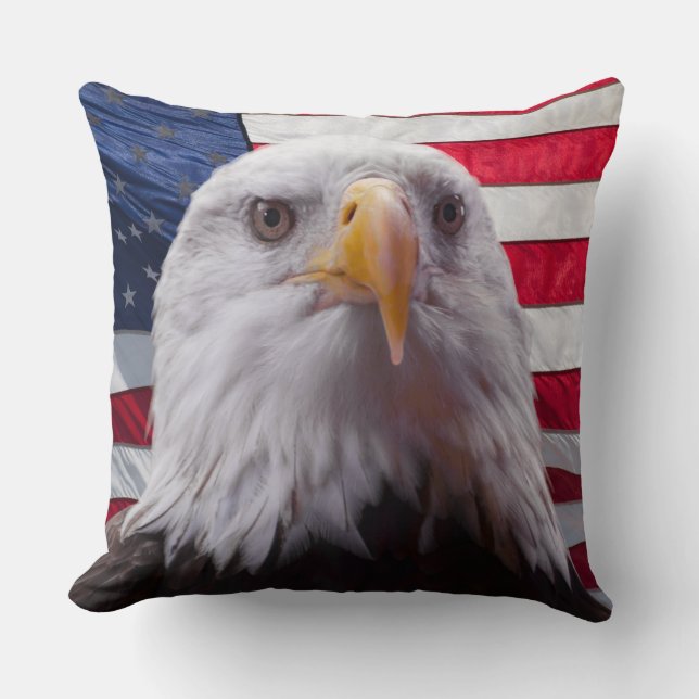 Bald eagle and flag throw pillow (Front)