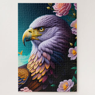 Bald Eagle and Flowers Jigsaw Puzzle