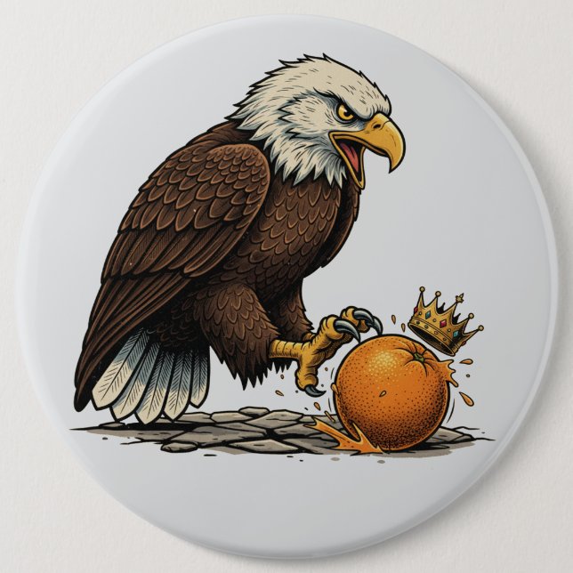 Bald Eagle and Orange  6 Inch Round Button (Front)