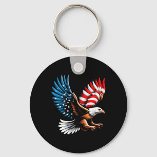 Bald Eagle And Patriotic American Flag 4th Of July Keychain