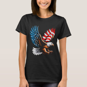 Bald Eagle And Patriotic American Flag 4th Of July T-Shirt