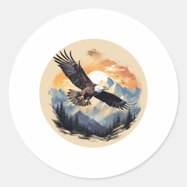 Bald Eagle as America's Symbol Classic Round Sticker (Front)