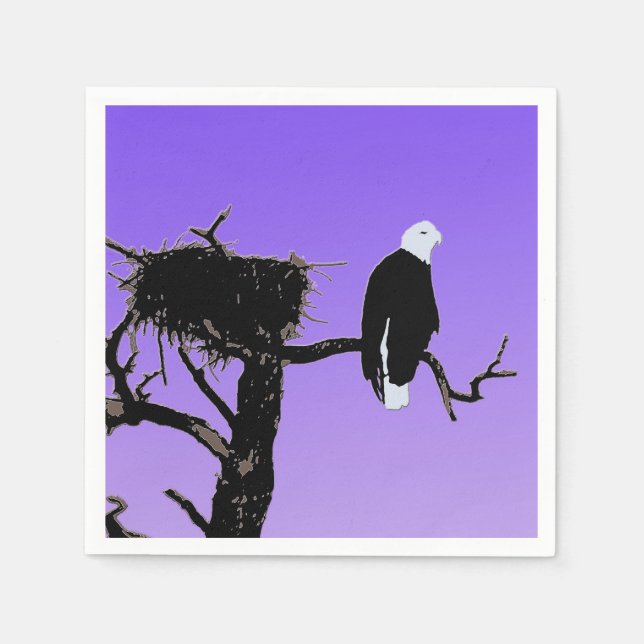 Bald Eagle at Sunset  - Original Wildlife Art Napkin (Front)