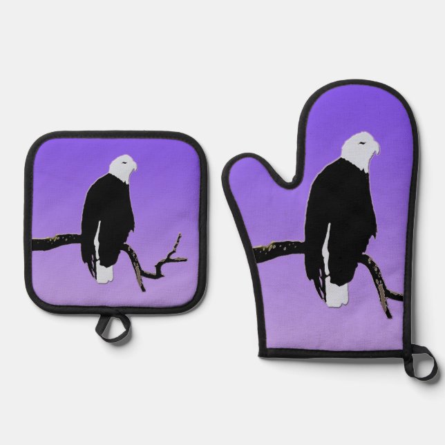 Bald Eagle at Sunset  - Original Wildlife Art Oven Mitt & Pot Holder Set (Front)