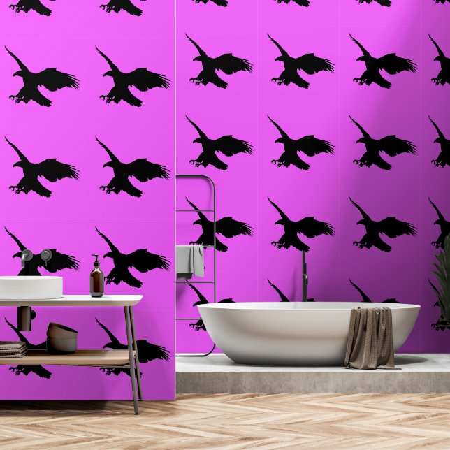 Bald Eagle Attack Custom Colour Purple Wallpaper (Bathroom)