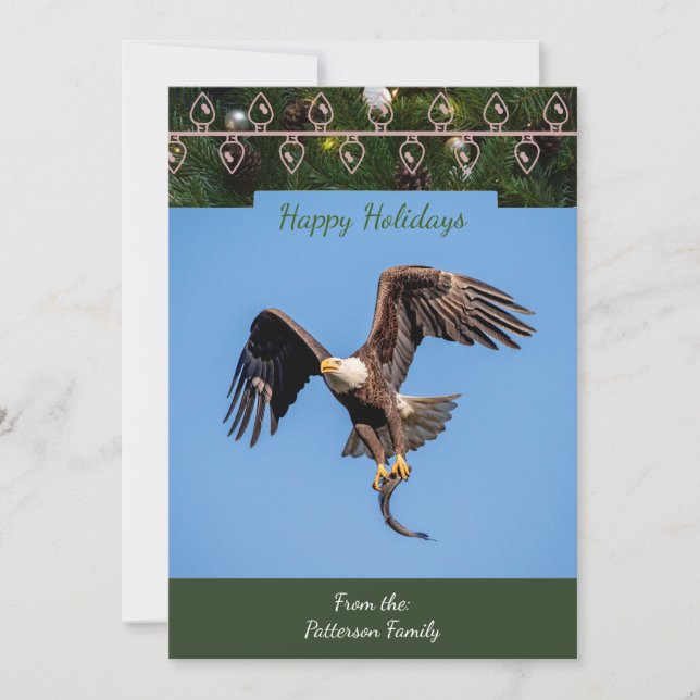 Bald Eagle avec un poisson Carte de Noël (Devant)