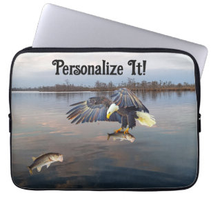 Bald Eagle Bass Fishing Laptop Sleeve