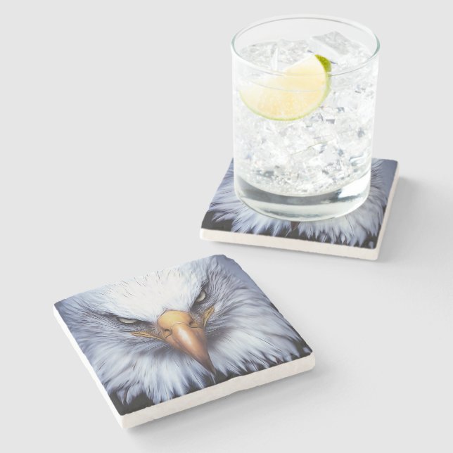 Bald Eagle Bird of Prey  Stone Coaster (Side)
