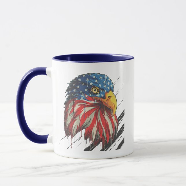 Bald Eagle Bird USA Flag Crying Patriotic   Mug (Left)