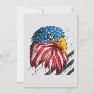 Bald Eagle Bird USA Flag Crying Symbol Card