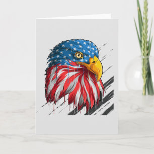 Bald Eagle Bird USA Flag Crying Symbol Card