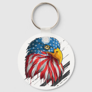 Bald Eagle Bird USA Flag Crying Symbol Keychain