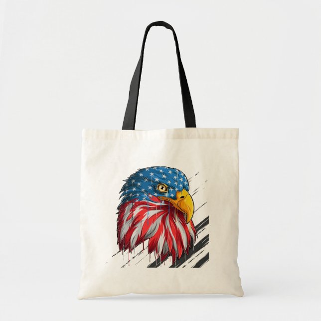 Bald Eagle Bird USA Flag Crying Symbol  T-Shirt Tote Bag (Front)