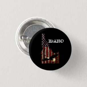 BALD EAGLE BURNT WOOD - IDAHO PATRIOT CLR 1 INCH ROUND BUTTON