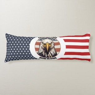 Bald Eagle Bust with American Flag Background Body Pillow