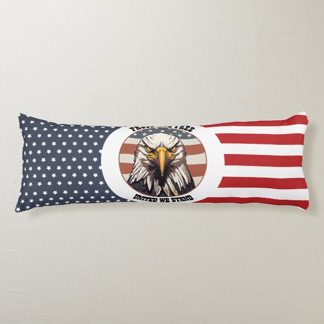Bald Eagle Bust with American Flag Background Body Pillow (Front)