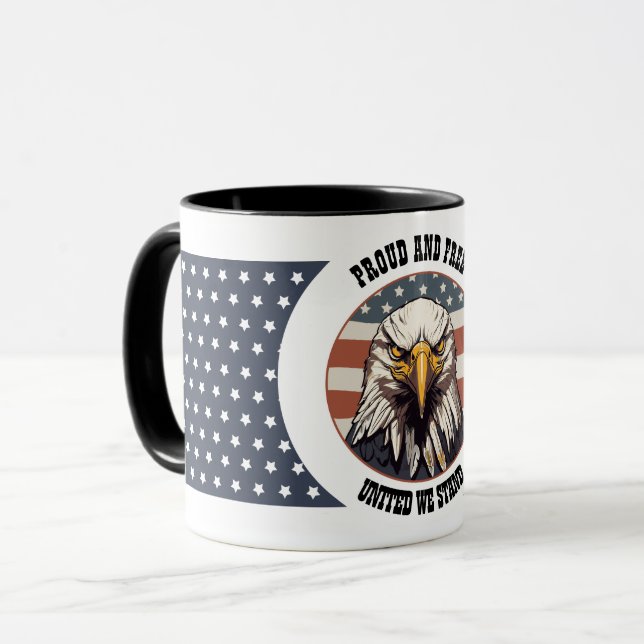 Bald Eagle Bust with American Flag Background Mug (Front Left)