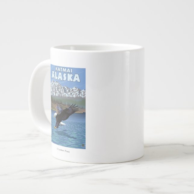 Bald Eagle Diving - Katmai, Alaska Large Coffee Mug (Front Left)