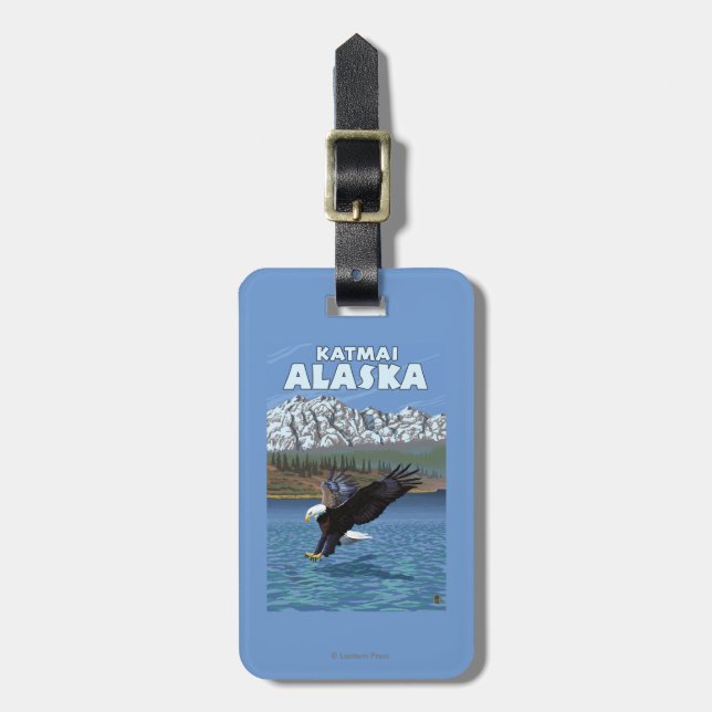 Bald Eagle Diving - Katmai, Alaska Luggage Tag (Front Vertical)