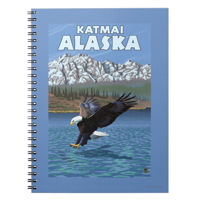 Bald Eagle Diving - Katmai, Alaska Notebook (Front)