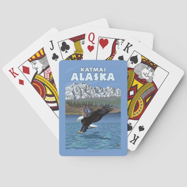 Bald Eagle Diving - Katmai, Alaska Playing Cards (Back)