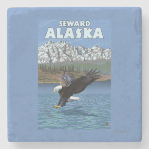 Bald Eagle Diving - Seward, Alaska Stone Coaster