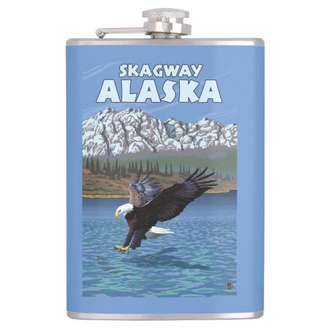 Bald Eagle Diving - Skagway, Alaska Hip Flask (Front)