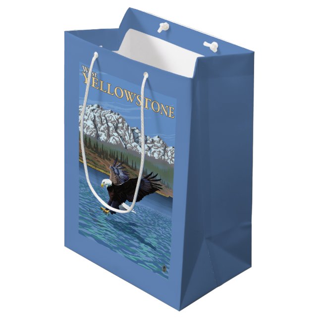 Bald Eagle Diving - West Yellowstone, MT Medium Gift Bag (Front Angled)