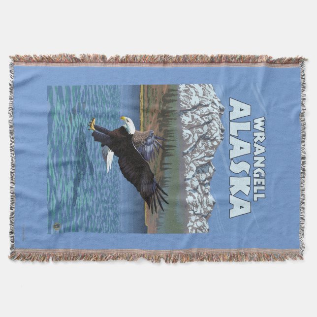 Bald Eagle Diving - Wrangell, Alaska Throw Blanket (Front)