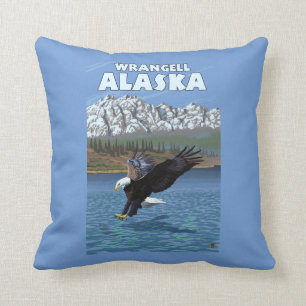 Bald Eagle Diving - Wrangell, Alaska Throw Pillow