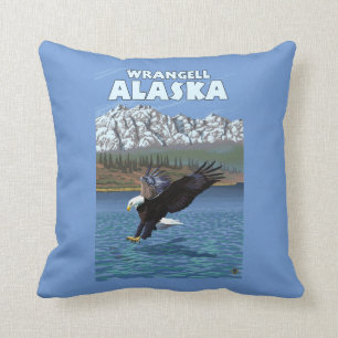 Bald Eagle Diving - Wrangell, Alaska Throw Pillow