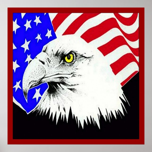 Bald Eagle et American Flag Poster (Devant)