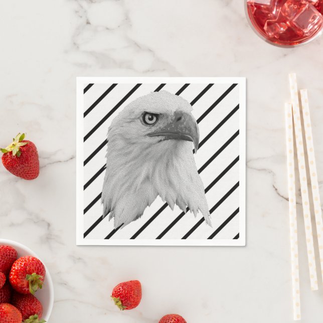 Bald Eagle Face Oil Paint, Napkin (Insitu)